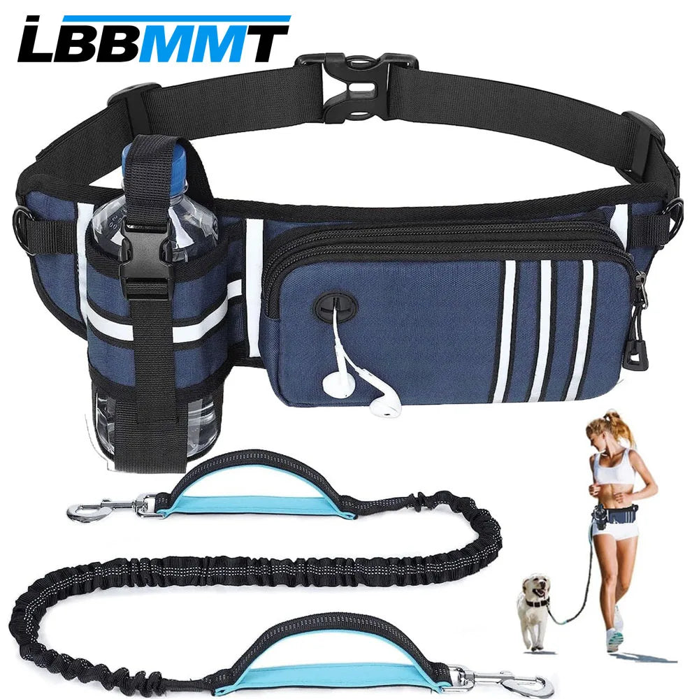 Bungee Waist Leash for Dog, Walking Running Belt for Medium & Large Dogs, Fanny Pack for Walker Training Hiking Jogging