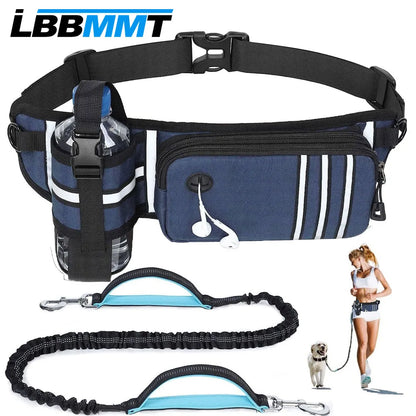 Bungee Waist Leash for Dog, Walking Running Belt for Medium & Large Dogs, Fanny Pack for Walker Training Hiking Jogging