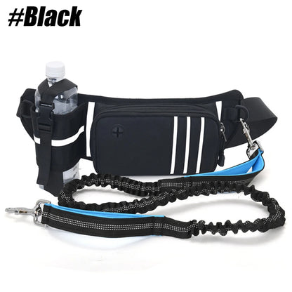 Bungee Waist Leash for Dog, Walking Running Belt for Medium & Large Dogs, Fanny Pack for Walker Training Hiking Jogging