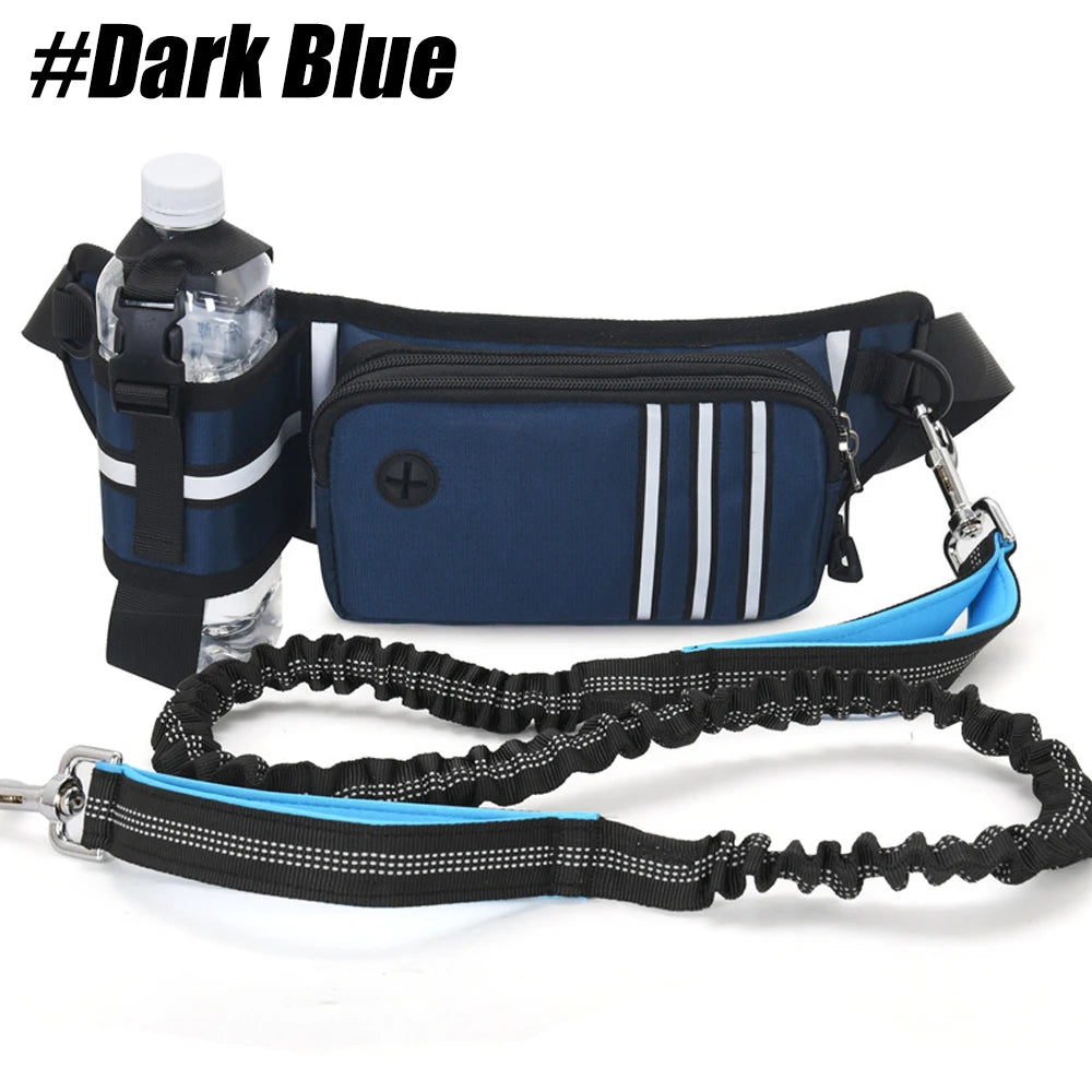 Bungee Waist Leash for Dog, Walking Running Belt for Medium & Large Dogs, Fanny Pack for Walker Training Hiking Jogging