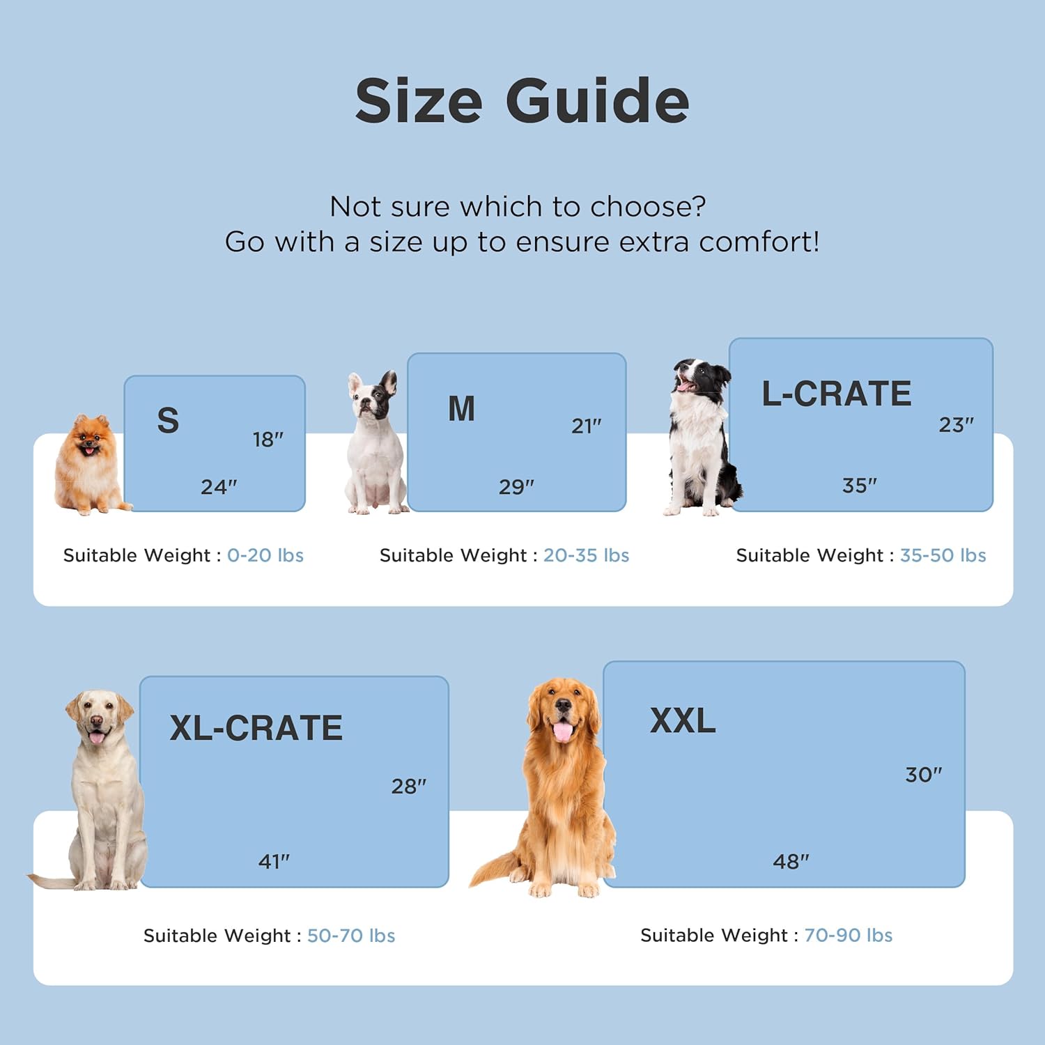 Bedsure Cooling Mat for Large Dogs - Q-Max>0.4 Thin Breathable Cooling Crate Pad Indoor for Pet with Chill Cool Fiber as Cooling Topper，Portable Washable Kennel Mat in Outdoor Summer, 35X23, Blue