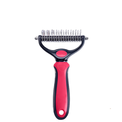 Pet Deshedding Brush - Double-Sided Undercoat Rake for Dogs & Cats - Shedding Comb and Dematting Tool for Grooming, Extra Wide