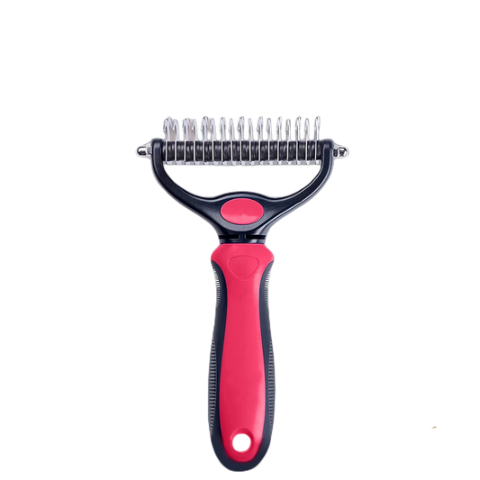 Pet Deshedding Brush - Double-Sided Undercoat Rake for Dogs & Cats - Shedding Comb and Dematting Tool for Grooming, Extra Wide