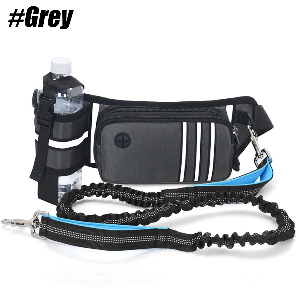 Bungee Waist Leash for Dog, Walking Running Belt for Medium & Large Dogs, Fanny Pack for Walker Training Hiking Jogging